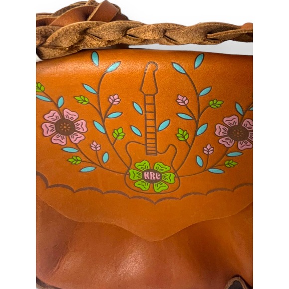 Vtg Hard Rock Cafe Tooled Leather Crossbody Bag Purse | NEW Vintage! - Picture 8 of 12